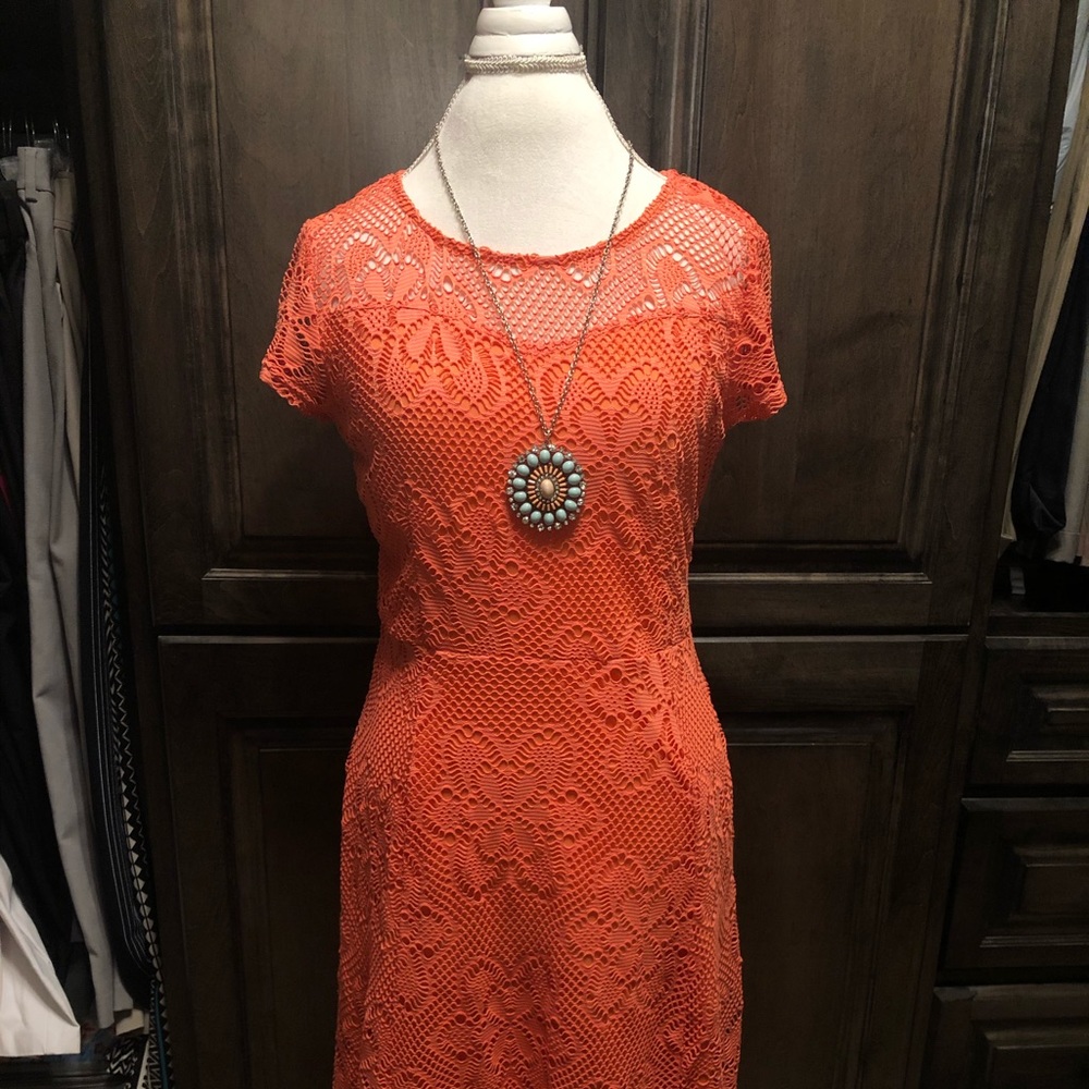 Cato coral lace dress